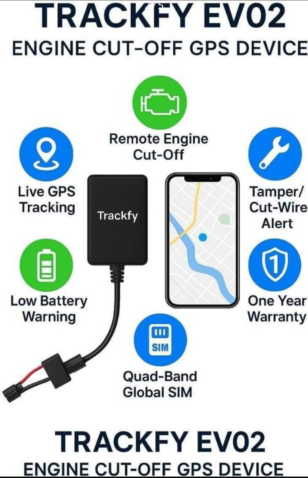 EV02 Wired GPS Tracking Device for Commercial Vehicles - Trackfy